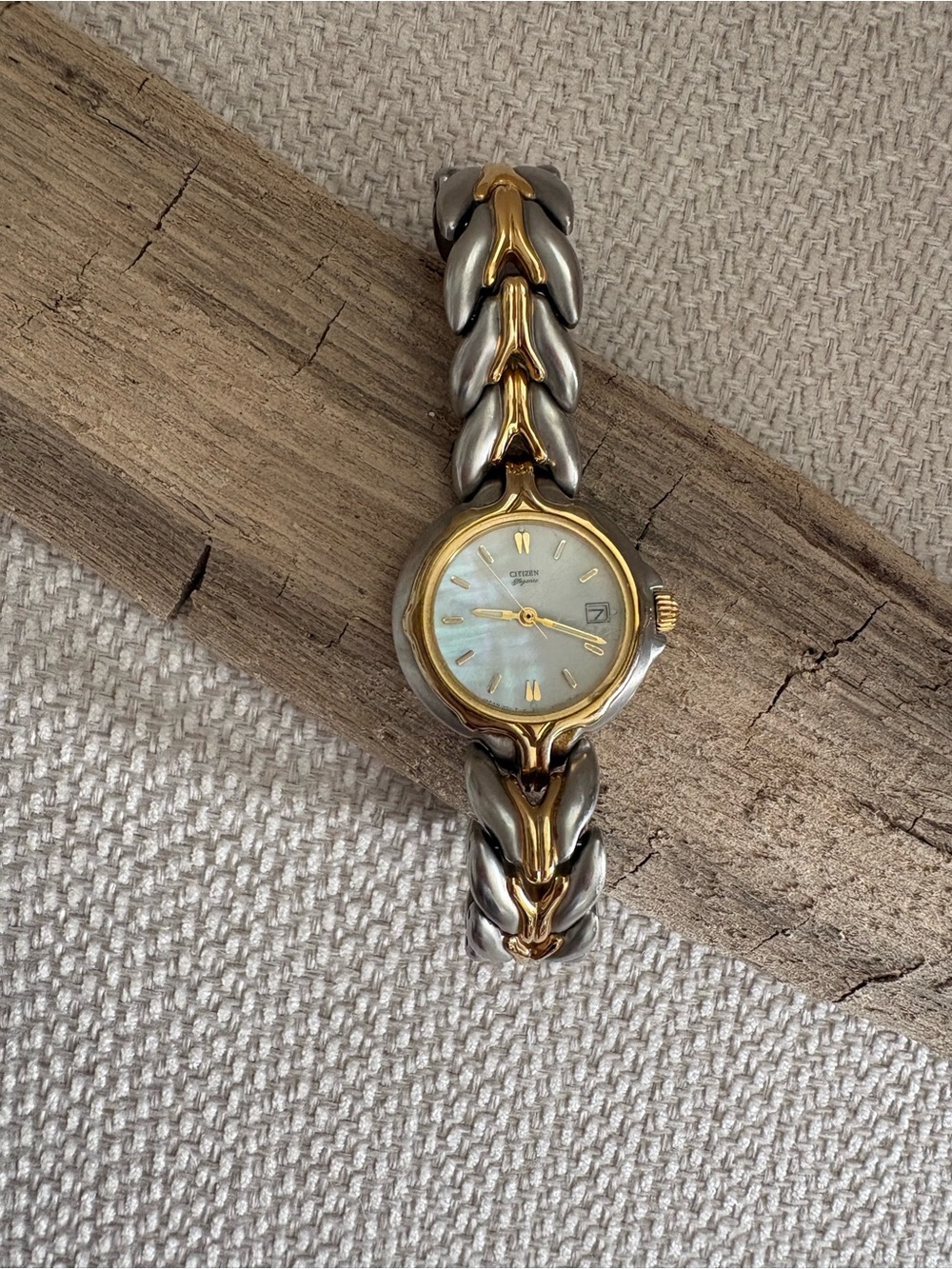 Citizen Two-Tone Gold & Silver Women's Bracelet Watch with Mother-of-Pearl Dial